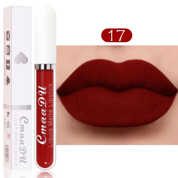 Sexy Long-Lasting Velvet Matte Lip Gloss – Liquid Lipstick for Women, Nonstick Cup, Waterproof Red Lip Makeup - Himpall