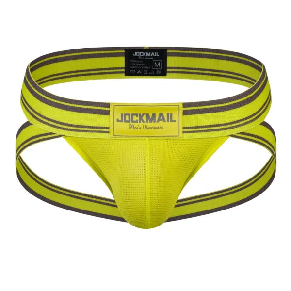 Sexy Men’s Jockstrap Briefs - Quick Dry Nylon Swimwear Bikini Tanga Slip - 242Yellow / M