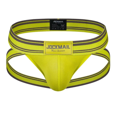 Sexy Men’s Jockstrap Briefs - Quick Dry Nylon Swimwear Bikini Tanga Slip - 242Yellow / M