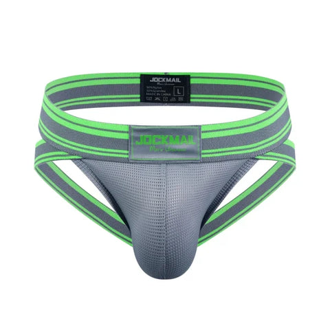 Sexy Men’s Jockstrap Briefs - Quick Dry Nylon Swimwear Bikini Tanga Slip - 242Gray / XL