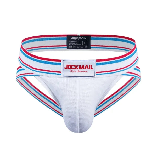 Sexy Men’s Jockstrap Briefs - Quick Dry Nylon Swimwear Bikini Tanga Slip - 242White / XL