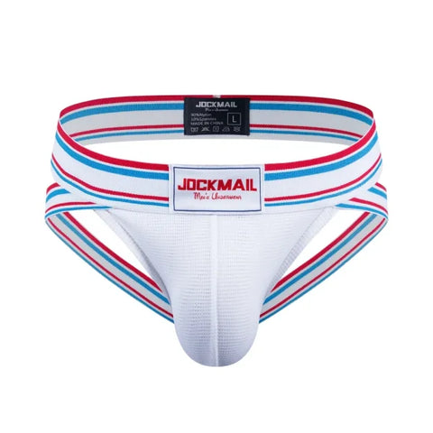 Sexy Men’s Jockstrap Briefs - Quick Dry Nylon Swimwear Bikini Tanga Slip - 242White / XL