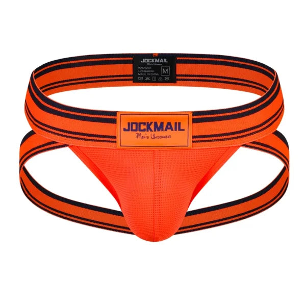 Sexy Men’s Jockstrap Briefs - Quick Dry Nylon Swimwear Bikini Tanga Slip - 242Orange / XL