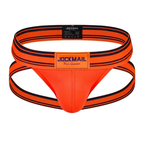 Sexy Men’s Jockstrap Briefs - Quick Dry Nylon Swimwear Bikini Tanga Slip - 242Orange / XL