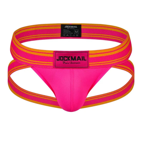Sexy Men’s Jockstrap Briefs - Quick Dry Nylon Swimwear Bikini Tanga Slip - 242Rose red / XL