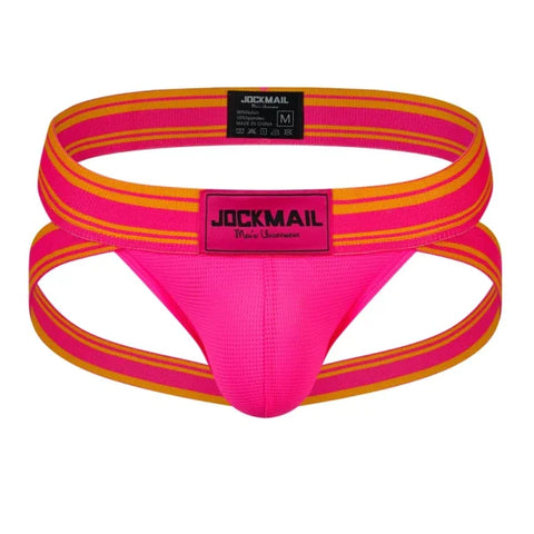 Sexy Men’s Jockstrap Briefs - Quick Dry Nylon Swimwear Bikini Tanga Slip - 242Rose red / XL