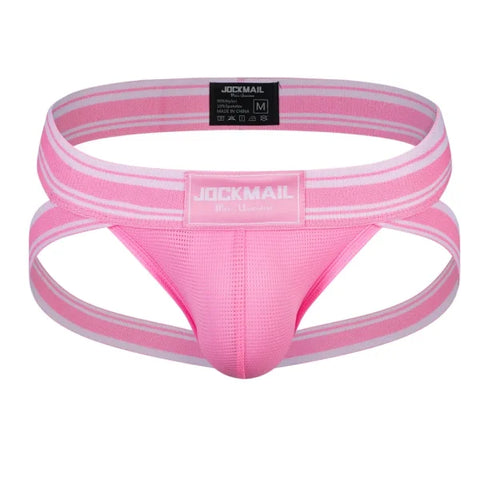 Sexy Men’s Jockstrap Briefs - Quick Dry Nylon Swimwear Bikini Tanga Slip - 242Pink / M