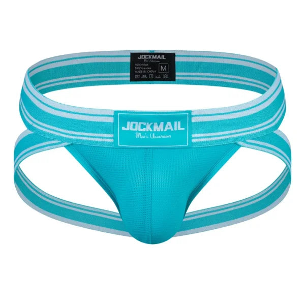 Sexy Men’s Jockstrap Briefs - Quick Dry Nylon Swimwear Bikini Tanga Slip - 242Aqua / XL