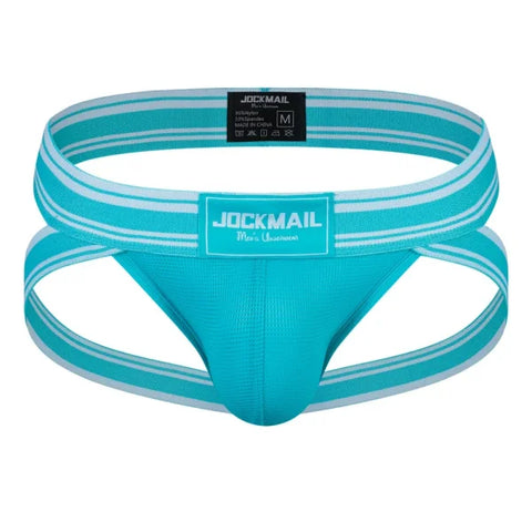 Sexy Men’s Jockstrap Briefs - Quick Dry Nylon Swimwear Bikini Tanga Slip - 242Aqua / XL