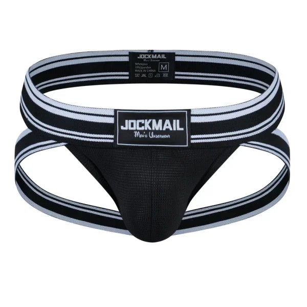 Sexy Men’s Jockstrap Briefs - Quick Dry Nylon Swimwear Bikini Tanga Slip - 242black / XL