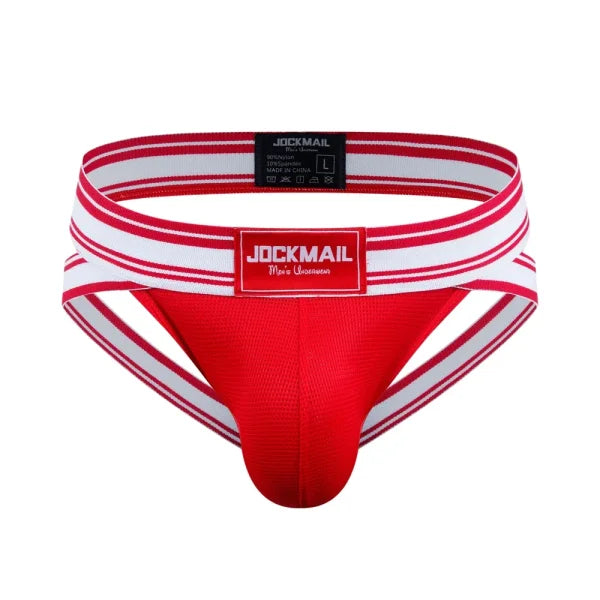 Sexy Men’s Jockstrap Briefs - Quick Dry Nylon Swimwear Bikini Tanga Slip - 242Red / M