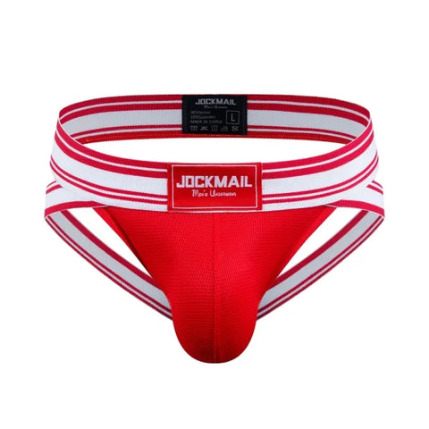 Sexy Men’s Jockstrap Briefs - Quick Dry Nylon Swimwear Bikini Tanga Slip - 242Red / M
