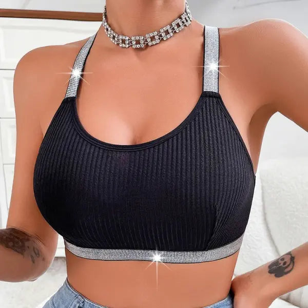 Women’s Sexy Ribbed Sports Bra & Yoga Tank – Backless Fitness Bralette Seamless Push-Up Yoga Top Comfortable Chic