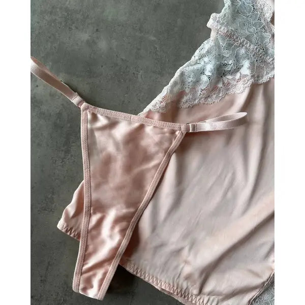 Sexy Satin Lace Patchwork Dress Silk Nightwear for Women