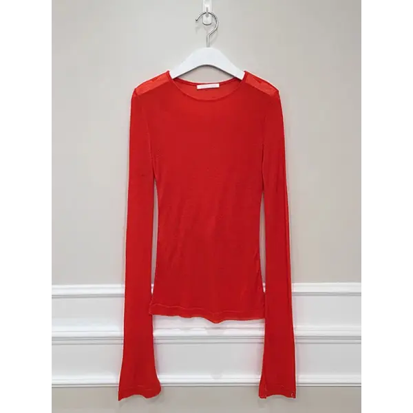 Sexy See-through Women T-Shirt Long Sleeve Korean Style Slim Basic Elasticity Tshirt Top Women’s Clothing Solid T