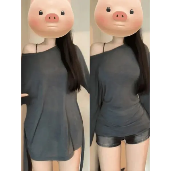 Sexy Thin See Through Long sleeve Oversize T shirt Women Bandage Off shoulder Top Female Basic Long Tees Korean Chic