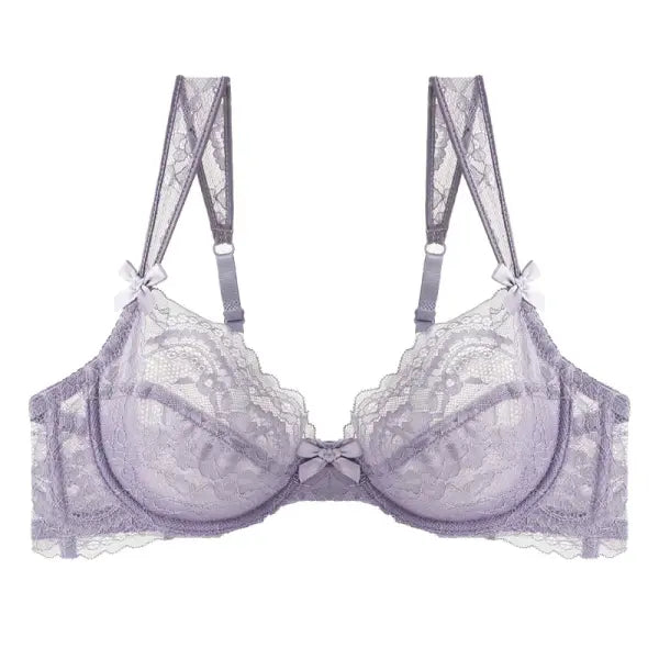 Sexy Ultra-thin Lace Bras Women’s Push Up Bra Hollow Out Transparent Gathered Underwear French Elegant Ladies Bow