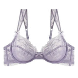 Sexy Ultra-thin Lace Bras Women’s Push Up Bra Hollow Out Transparent Gathered Underwear French Elegant Ladies Bow