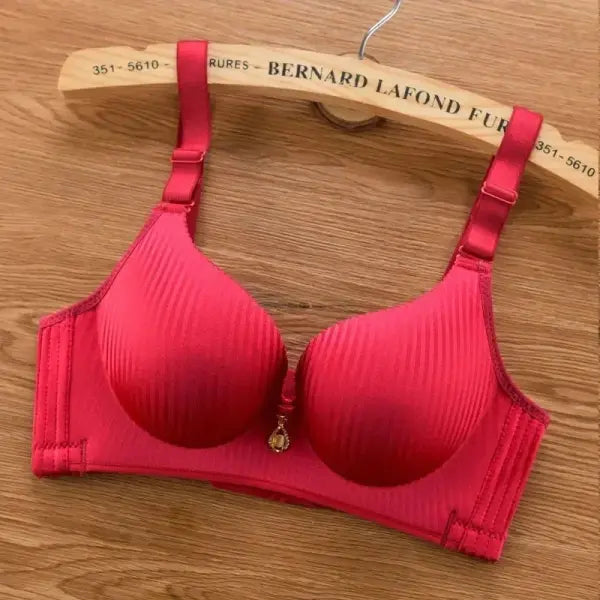 Sexy Wireless Push Up Bra No Steel Ring Seamless 8cm Thick Padded Lingerie for Women Comfort Adjustable Straps - Wine