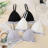 Sexy Women Bra Wire Free Brassiere Push Up Lingerie French Triangle Cup Bra Underwear Thread Top Female Intimates