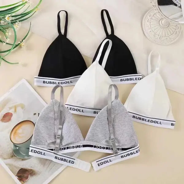 Sexy Women Bra Wire Free Brassiere Push Up Lingerie French Triangle Cup Bra Underwear Thread Top Female Intimates