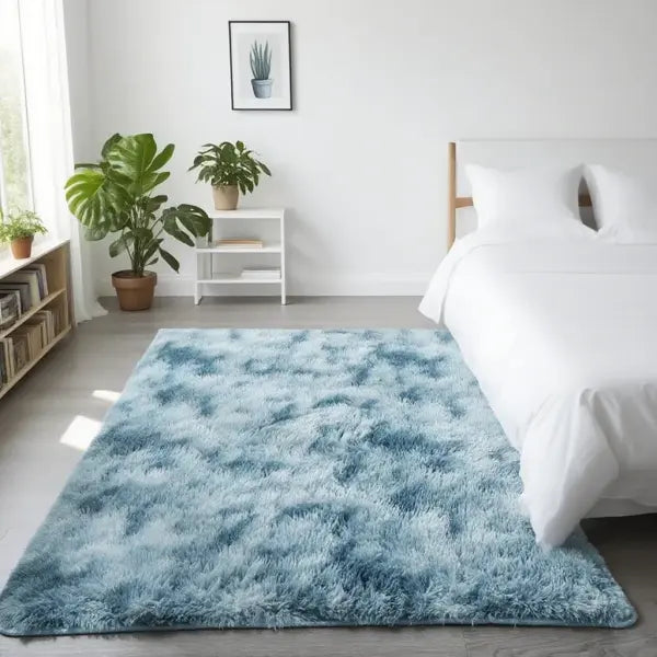 Modern Rugs Design Solid Color Living Room Plush Shaggy Area Gray Rug - Dark Blue / 100X400cm 39X157in / China Mainland