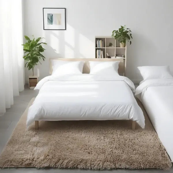 Modern Rugs Design Solid Color Living Room Plush Shaggy Area Gray Rug - Camel / 90X150cm 35X59in / China Mainland
