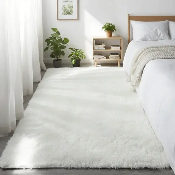 Modern Rugs Design Solid Color Living Room Plush Shaggy Area Gray Rug - Milky White / Customized / China Mainland