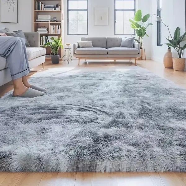 Modern Rugs Design Solid Color Living Room Plush Shaggy Area Gray Rug