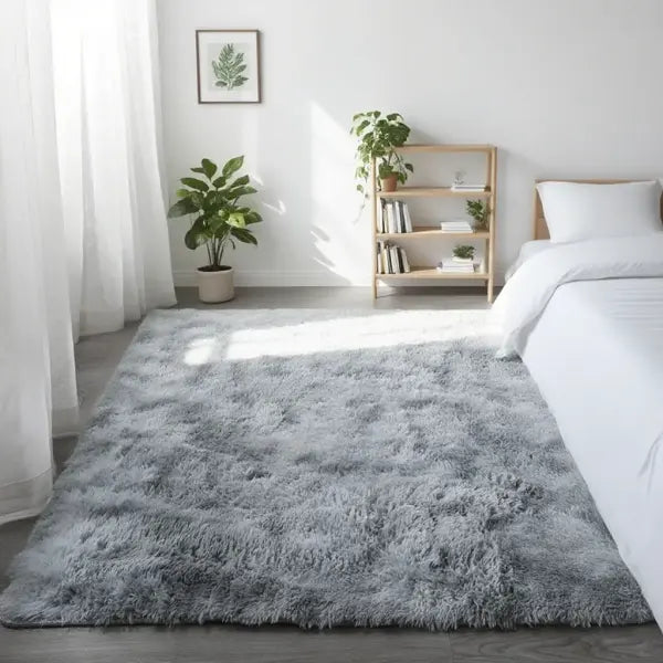 Modern Rugs Design Solid Color Living Room Plush Shaggy Area Gray Rug - Light Gray / 60X90cm 24X35in / China Mainland