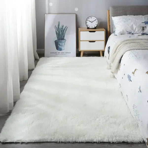 Modern Rugs Design Solid Color Living Room Plush Shaggy Area Gray Rug