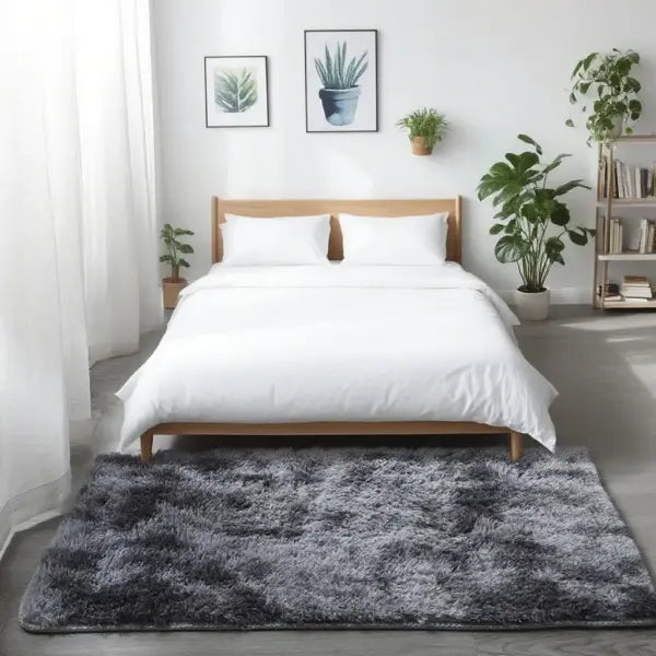 Modern Rugs Design Solid Color Living Room Plush Shaggy Area Gray Rug - Dark Grey / 90X150cm 35X59in / China Mainland