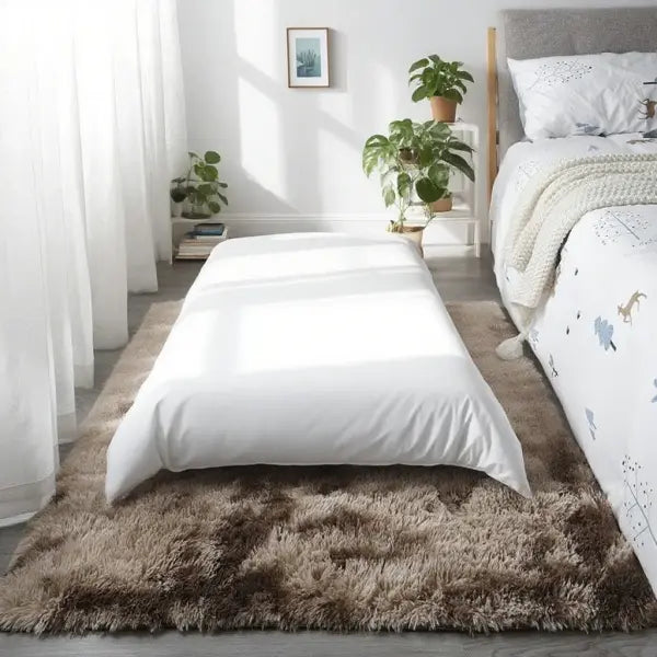 Modern Rugs Design Solid Color Living Room Plush Shaggy Area Gray Rug - Coffee / 80X300cm 31X118in / China Mainland