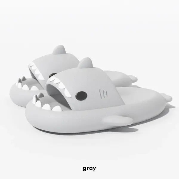 Shark EVA Material Slippers Cute Non-slip Beach Sandals - light gray / 34-35