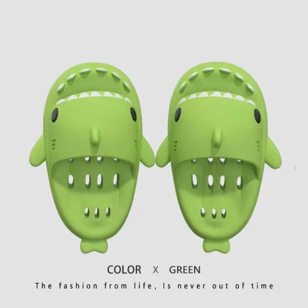 Shark Slippers: Quick-Drying Shower Shoes for Women - Apple green / 36to37