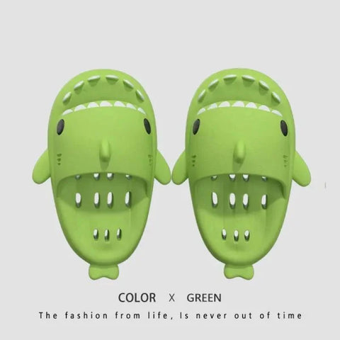 Shark Slippers: Quick-Drying Shower Shoes for Women - Apple green / 36to37