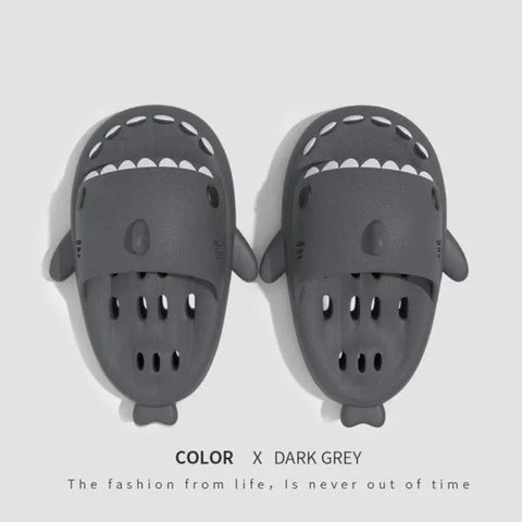 Shark Slippers: Quick-Drying Shower Shoes for Women - Dark Grey / 36to37