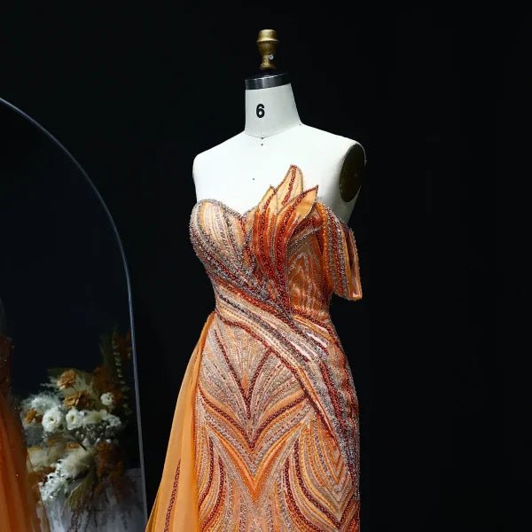 Sharon Luxury Dubai Evening Dress with Beading and One-Shoulder Design - Himpall