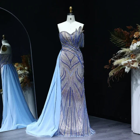 Sharon Luxury Dubai Evening Dress with Beading and One-Shoulder Design - Himpall