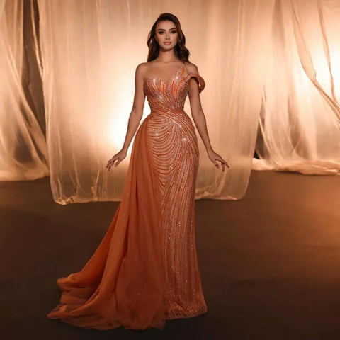 Sharon Luxury Dubai Evening Dress with Beading and One-Shoulder Design - Himpall