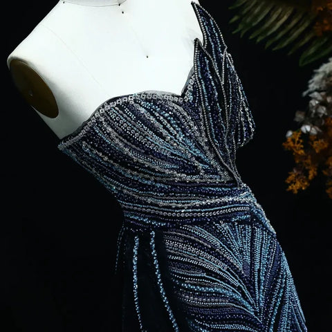 Sharon Luxury Dubai Evening Dress with Beading and One-Shoulder Design - Himpall