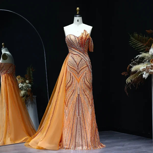 Sharon Luxury Dubai Evening Dress with Beading and One-Shoulder Design - Himpall