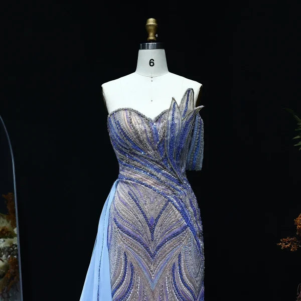 Sharon Luxury Dubai Evening Dress with Beading and One-Shoulder Design - Himpall