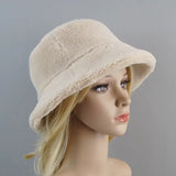 Shearling sheepskin particles bucket hat 100% wool for winter warmth