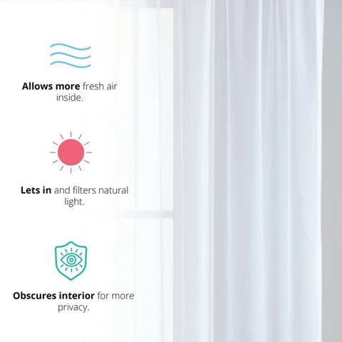 Sheer Curtains for Bedroom - Solid White Tulle for Nursery & Living Room