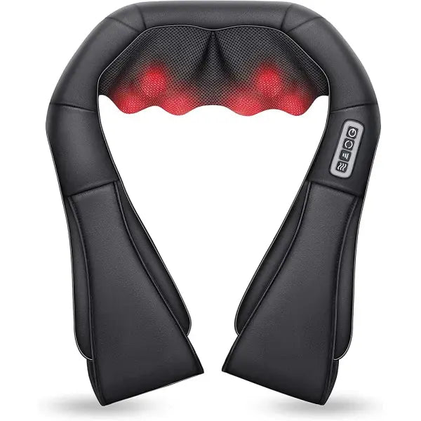 Shiatsu neck heated neck massager relief - Black 4 Button / US Plug