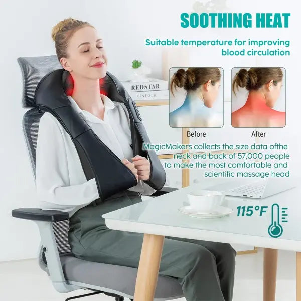 Shiatsu neck heated neck massager relief