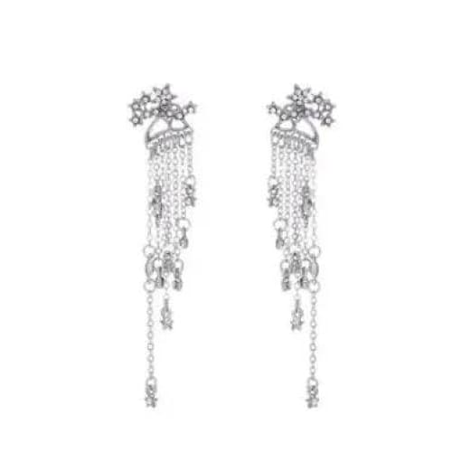 Shining Star Tassel Earrings Back Hanging Exquisite Earrings - 1 set Gold