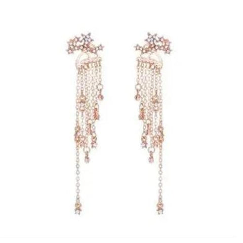 Shining Star Tassel Earrings Back Hanging Exquisite Earrings - 1 set Gold