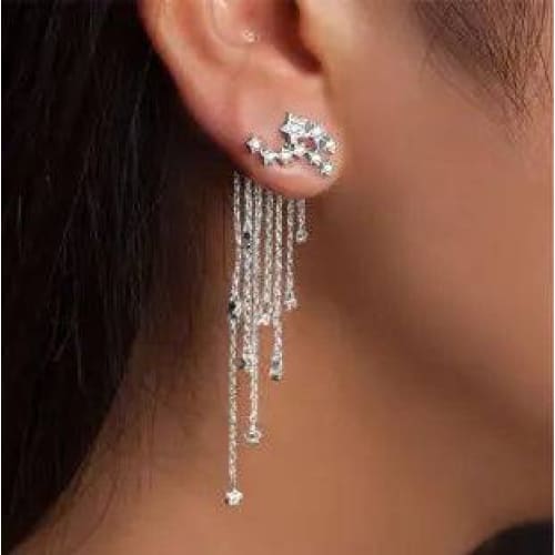 Shining Star Tassel Earrings Back Hanging Exquisite Earrings - 1 set Gold